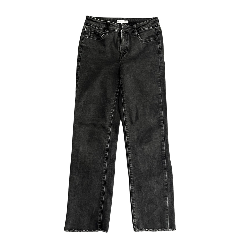 Nine West Women's 6 Slim Straight Raw Hem Jeans Black WW22D600RR1‎